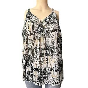 Avenue Unique Dress Tank Top Size 26/28 in Tan, Black, and Cream